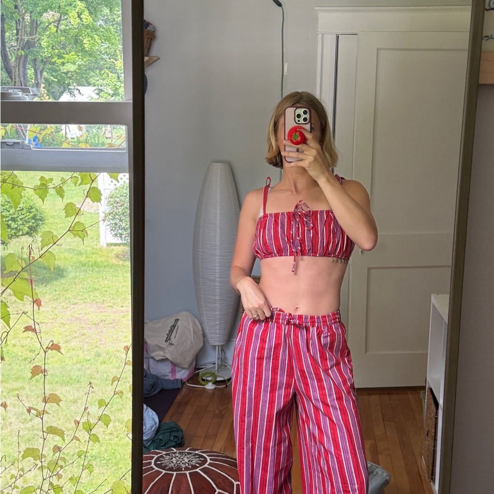 Damson Madder Red & purple Striped set
